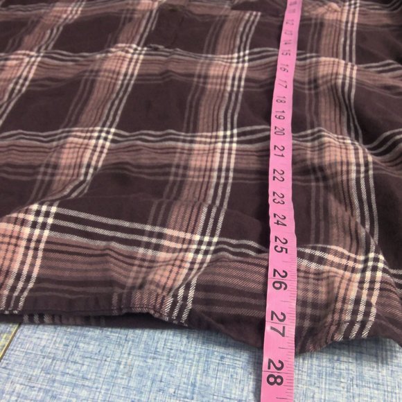 Carhartt Brown Plaid Flannel 1/2 Button Up Casual Cotton Shirt Women's Large - Picture 7 of 8